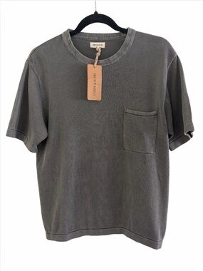 Umber & Ochre Small Charcoal Pocket Flat Knit Cotton Tee
